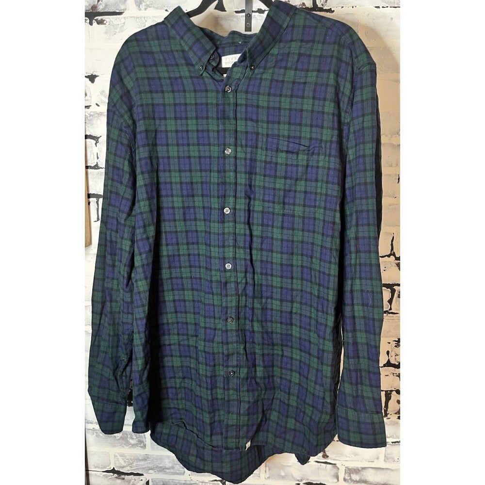 Five Four Nick Wooster Blackwatch Plaid Flannel Shirt Men’s 3XL Blue Green